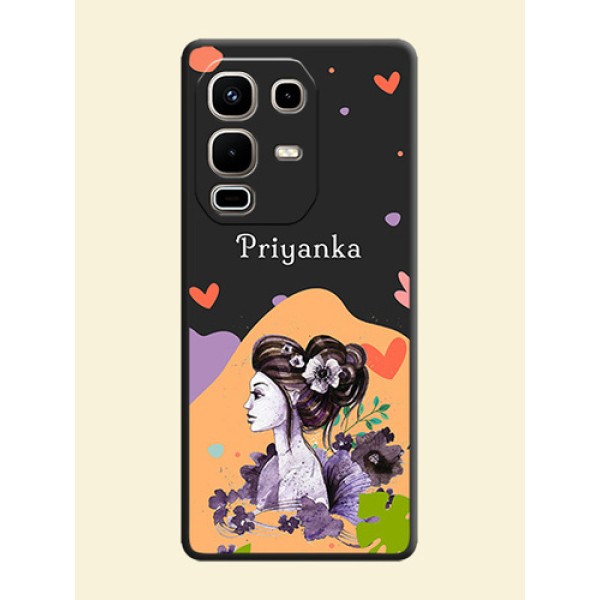 Namecase For Her With Fancy Lady Image On Space Black Custom Soft Matte Mobile Back Cover - Infinix Note 50s 5G