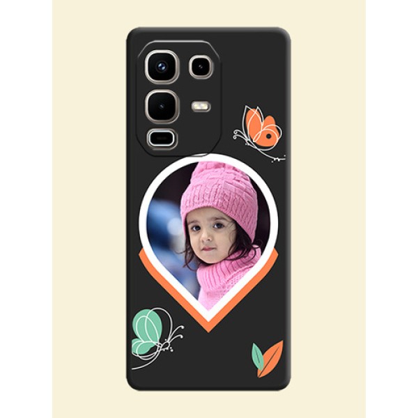 Upload Pic With Simple Butterly Design On Space Black Custom Soft Matte Mobile Back Cover - Infinix Note 50s 5G Upload Pic With Simple Butterly Design On Space Black Custom Soft Matte Mobile Back Cover - Infinix Note 50s 5G