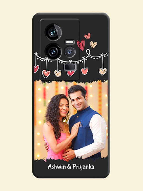 Pink Love Hangings with Name on Space Black Custom Soft Matte Phone Cases - iQOO 11 5G