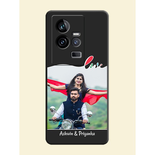 Fall in Love Pattern with Picture on Photo on Space Black Soft Matte Mobile Case - iQOO 11 5G Fall in Love Pattern with Picture on Photo on Space Black Soft Matte Mobile Case - iQOO 11 5G