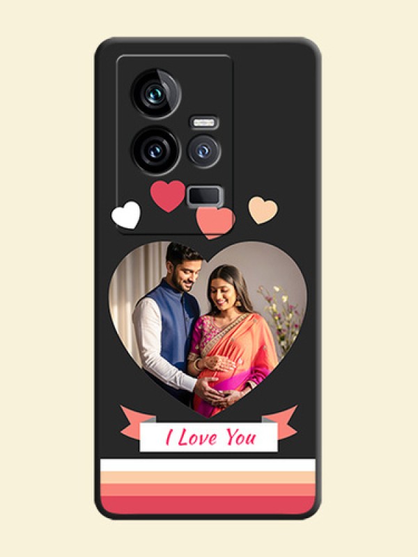 Love Shaped Photo with Colorful Stripes on Personalised Space Black Soft Matte Cases - iQOO 11 5G
