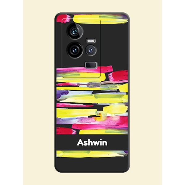 Brush Coloured on Space Black Personalized Soft Matte Phone Covers - iQOO 11 5G Brush Coloured on Space Black Personalized Soft Matte Phone Covers - iQOO 11 5G