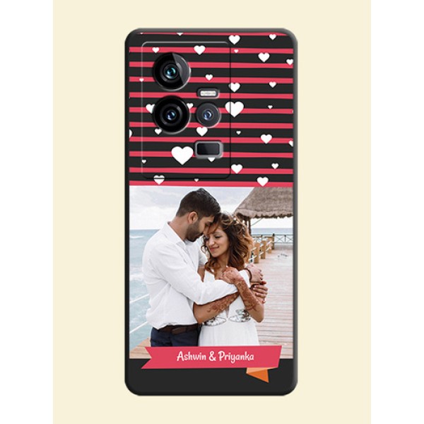 White Color Love Symbols with Pink Lines Pattern on Space Black Custom Soft Matte Phone Cases - iQOO 11 5G White Color Love Symbols with Pink Lines Pattern on Space Black Custom Soft Matte Phone Cases - iQOO 11 5G
