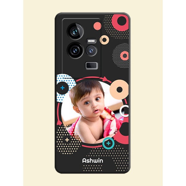 Multicoloured Round Image on Personalised Space Black Soft Matte Cases - iQOO 11 5G Multicoloured Round Image on Personalised Space Black Soft Matte Cases - iQOO 11 5G