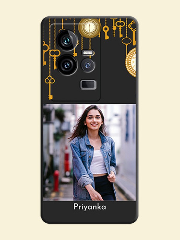 Decorative Design with Text on Space Black Custom Soft Matte Back Cover - iQOO 11 5G
