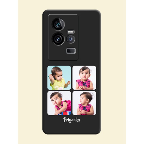 Floral Art with 6 Image Holder on Photo on Space Black Soft Matte Mobile Case - iQOO 11 5G Floral Art with 6 Image Holder on Photo on Space Black Soft Matte Mobile Case - iQOO 11 5G