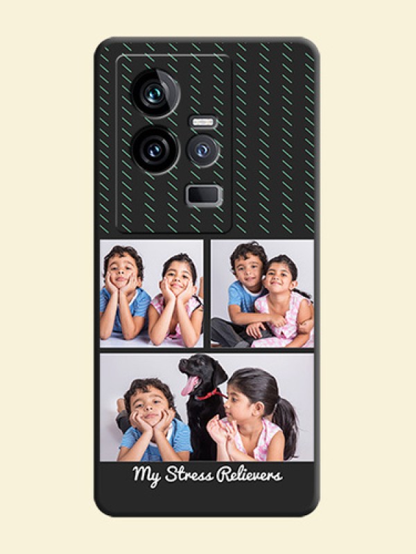 Cross Dotted Pattern with 2 Image Holder  on Personalised Space Black Soft Matte Cases - iQOO 11 5G
