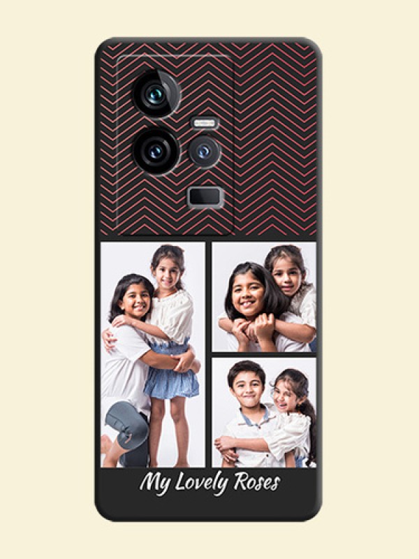 Wave Pattern with 3 Image Holder on Space Black Custom Soft Matte Back Cover - iQOO 11 5G