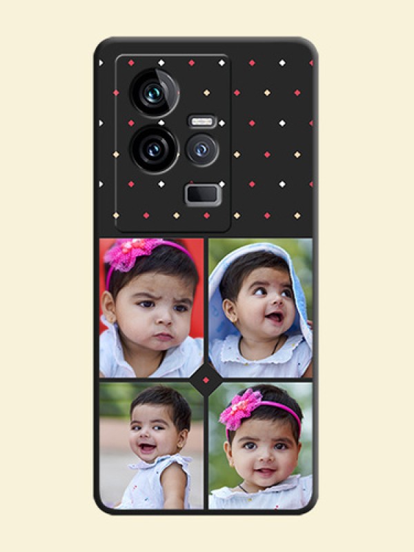 Multicolor Dotted Pattern with 4 Image Holder on Space Black Custom Soft Matte Phone Cases - iQOO 11 5G