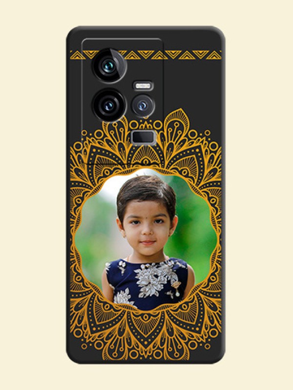 Round Image with Floral Design on Photo on Space Black Soft Matte Mobile Cover - iQOO 11 5G