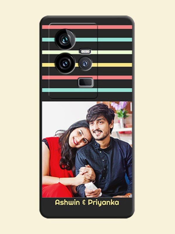 Color Stripes with Photo and Text on Photo on Space Black Soft Matte Mobile Case - iQOO 11 5G
