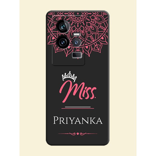 Mrs Name with Floral Design on Space Black Personalized Soft Matte Phone Covers - iQOO 11 5G Mrs Name with Floral Design on Space Black Personalized Soft Matte Phone Covers - iQOO 11 5G