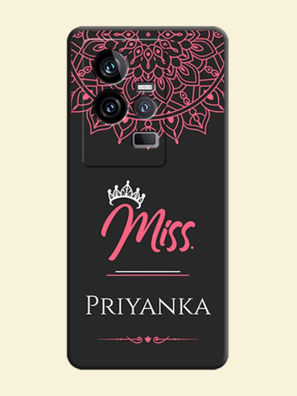 Mrs Name with Floral Design on Space Black Personalized Soft Matte Phone Covers - iQOO 11 5G