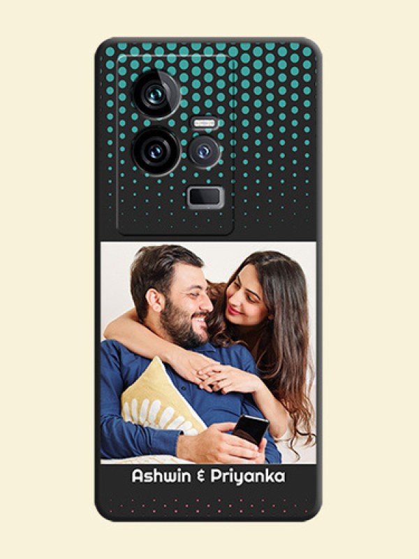 Faded Dots with Grunge Photo Frame and Text on Space Black Custom Soft Matte Phone Cases - iQOO 11 5G