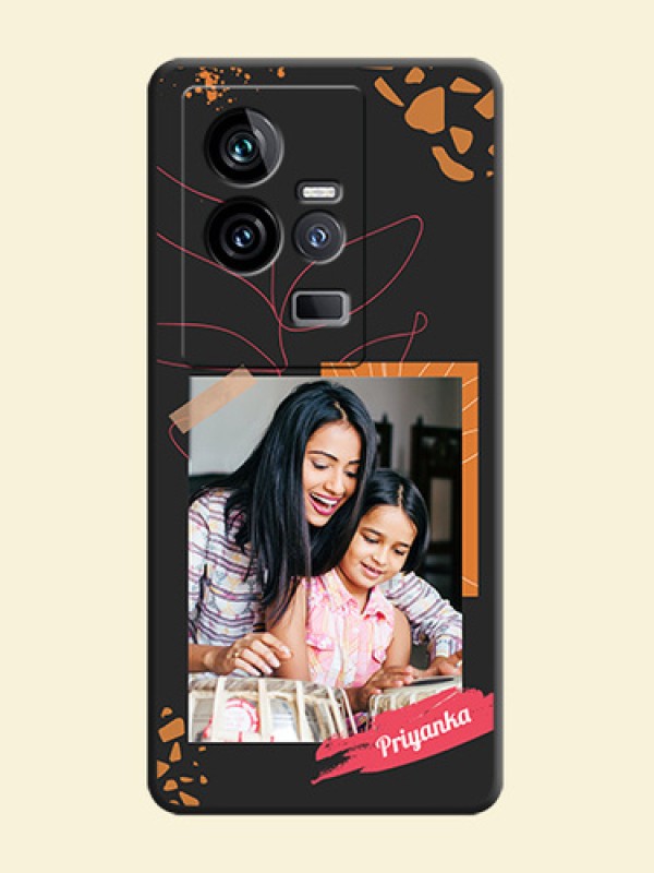 Orange Photo Frame on Space Black Custom Soft Matte Phone Back Cover - iQOO 11 5G