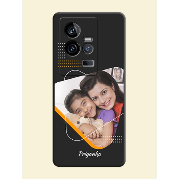 Yellow Triangle on Photo on Space Black Soft Matte Phone Cover - iQOO 11 5G Yellow Triangle on Photo on Space Black Soft Matte Phone Cover - iQOO 11 5G