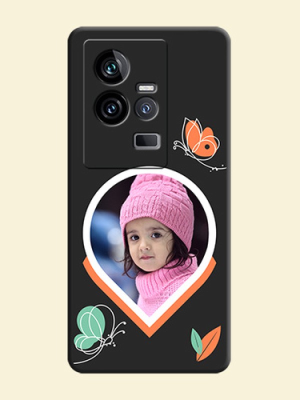 Upload Pic With Simple Butterly Design On Space Black Personalized Soft Matte Phone Covers -iQOO 11 5G
