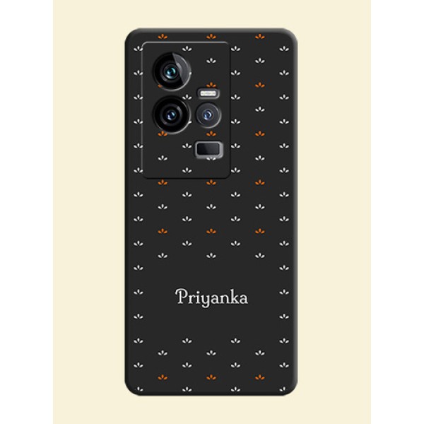 Simple Pattern With Custom Text On Space Black Personalized Soft Matte Phone Covers -iQOO 11 5G Simple Pattern With Custom Text On Space Black Personalized Soft Matte Phone Covers -iQOO 11 5G