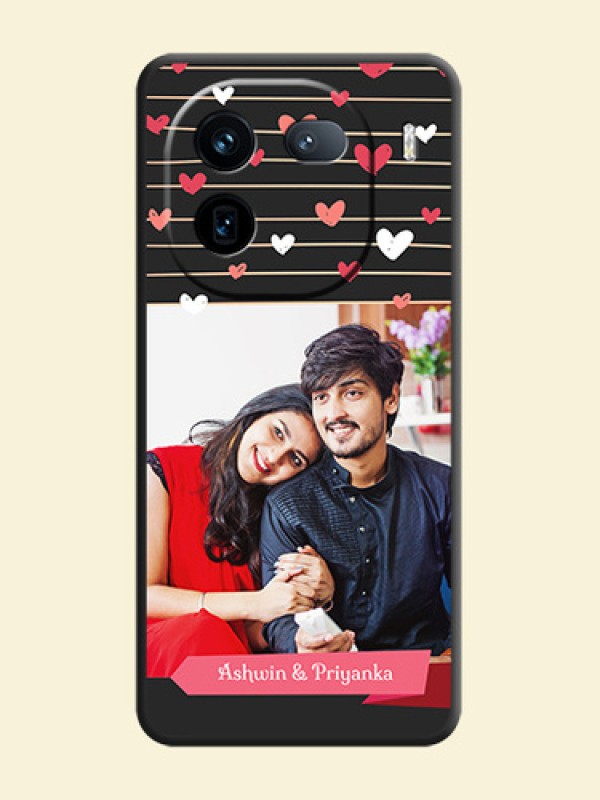 Love Pattern with Name on Pink Ribbon  on Photo On Space Black Custom Soft Matte Mobile Back Cover - iQOO 12 5G