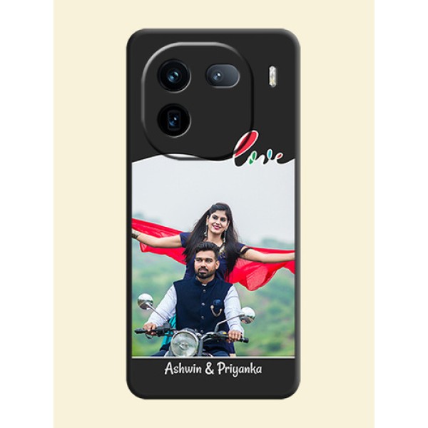 Fall in Love Pattern with Picture on Photo On Space Black Custom Soft Matte Mobile Back Cover - iQOO 12 5G Fall in Love Pattern with Picture on Photo On Space Black Custom Soft Matte Mobile Back Cover - iQOO 12 5G