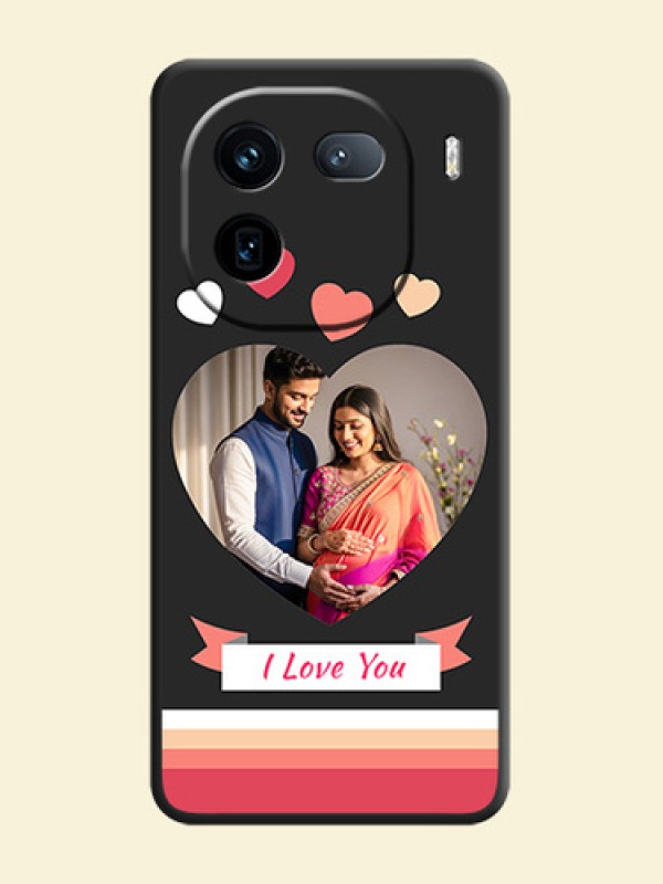 Love Shaped Photo with Colorful Stripes On Space Black Custom Soft Matte Mobile Back Cover - iQOO 12 5G