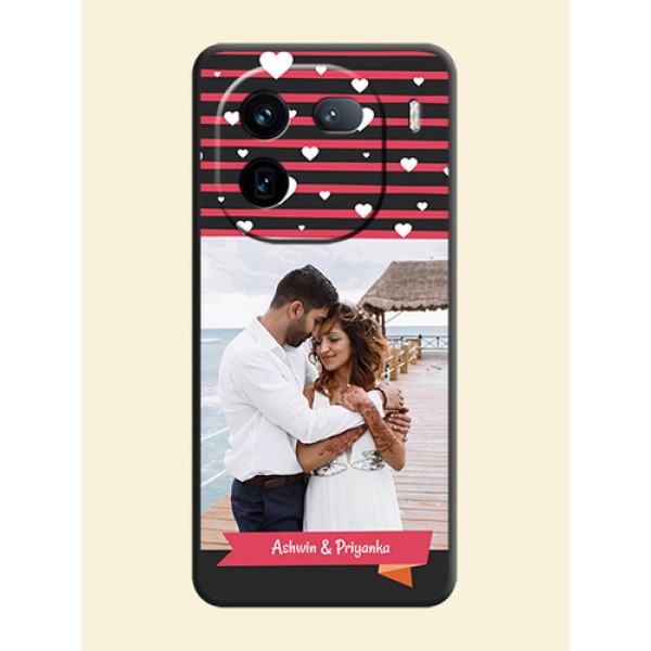 White Color Love Symbols with Pink Lines Pattern On Space Black Custom Soft Matte Mobile Back Cover - iQOO 12 5G White Color Love Symbols with Pink Lines Pattern On Space Black Custom Soft Matte Mobile Back Cover - iQOO 12 5G