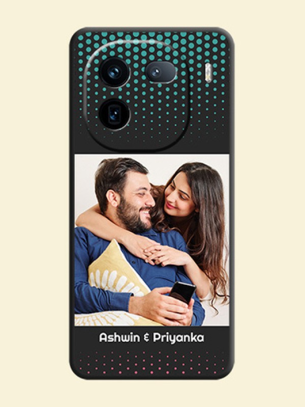 Faded Dots with Grunge Photo Frame and Text On Space Black Custom Soft Matte Mobile Back Cover - iQOO 12 5G