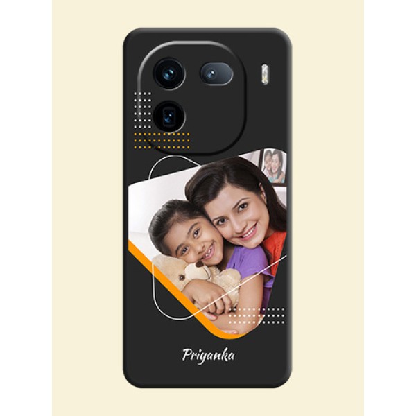 Yellow Triangle on Photo On Space Black Custom Soft Matte Mobile Back Cover - iQOO 12 5G Yellow Triangle on Photo On Space Black Custom Soft Matte Mobile Back Cover - iQOO 12 5G