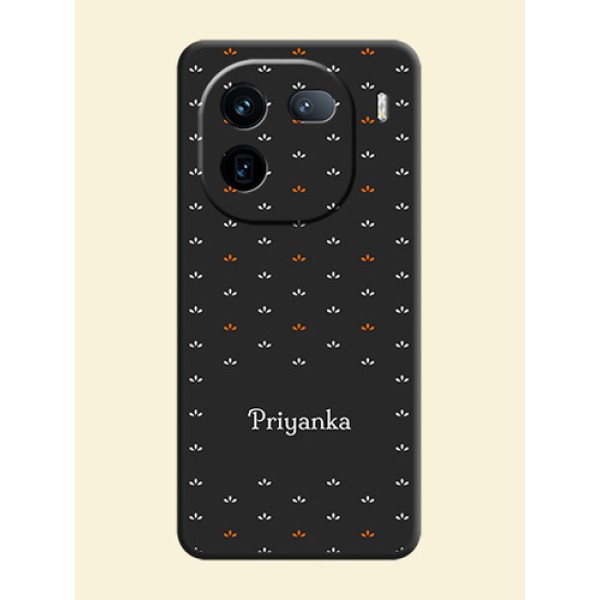 Simple Pattern With Custom Text On Space Black Custom Soft Matte Mobile Back Cover - iQOO 12 5G Simple Pattern With Custom Text On Space Black Custom Soft Matte Mobile Back Cover - iQOO 12 5G