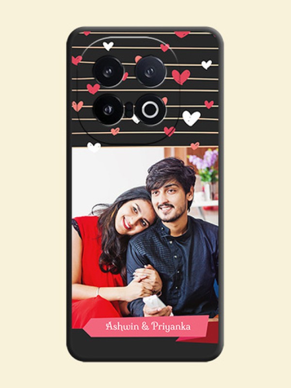 Love Pattern with Name on Pink Ribbon on Photo On Space Black Custom Soft Matte Mobile Back Cover - iQOO 13 5G