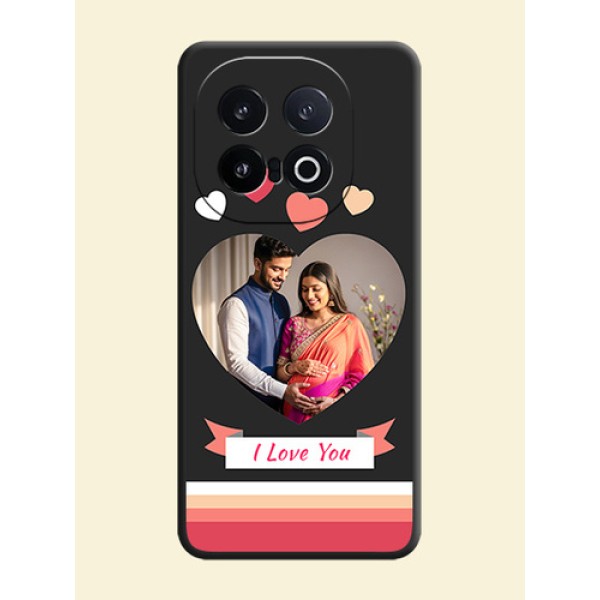 Love Shaped Photo with Colorful Stripes On Space Black Custom Soft Matte Mobile Back Cover - iQOO 13 5G Love Shaped Photo with Colorful Stripes On Space Black Custom Soft Matte Mobile Back Cover - iQOO 13 5G