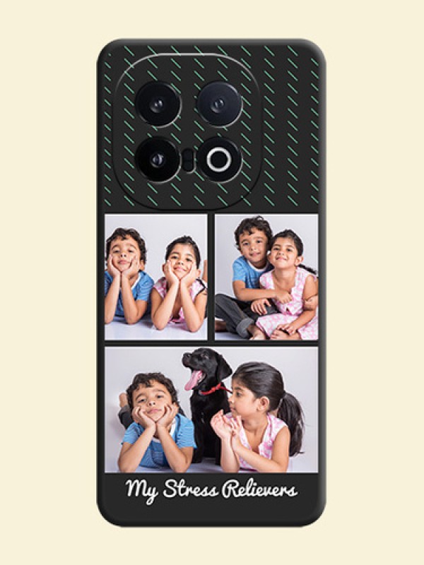 Cross Dotted Pattern with 2 Image Holder On Space Black Custom Soft Matte Mobile Back Cover - iQOO 13 5G