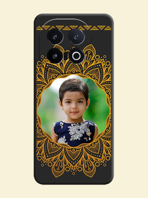 Round Image with Floral Design On Space Black Custom Soft Matte Mobile Back Cover - iQOO 13 5G
