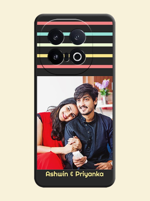 Color Stripes with Photo and Text on Photo On Space Black Custom Soft Matte Mobile Back Cover - iQOO 13 5G