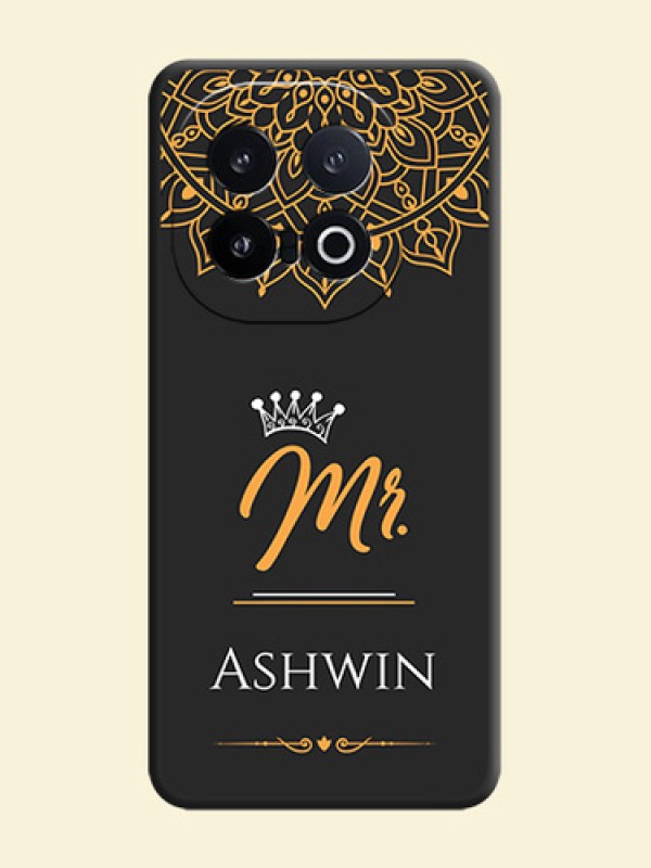 Mr Name with Floral Design On Space Black Custom Soft Matte Mobile Back Cover - iQOO 13 5G