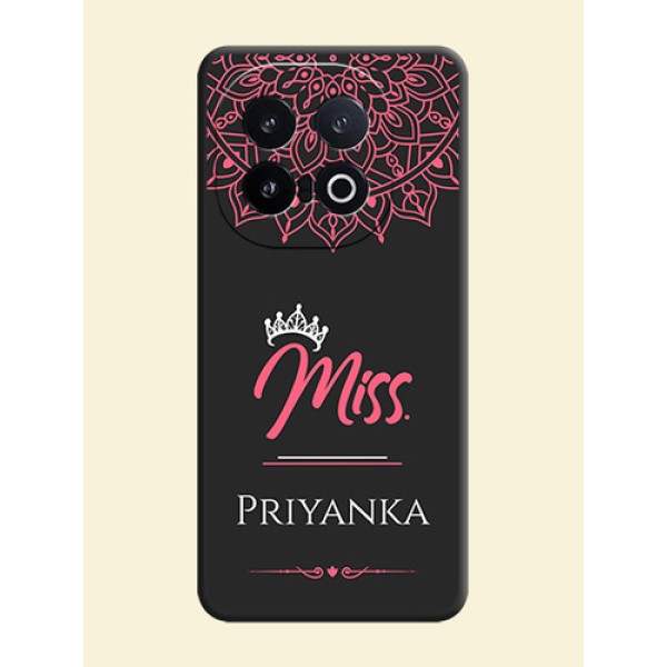 Mrs Name with Floral Design On Space Black Custom Soft Matte Mobile Back Cover - iQOO 13 5G Mrs Name with Floral Design On Space Black Custom Soft Matte Mobile Back Cover - iQOO 13 5G