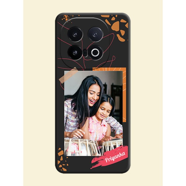 Orange Photo Frame On Space Black Custom Soft Matte Mobile Back Cover - iQOO 13 5G Orange Photo Frame On Space Black Custom Soft Matte Mobile Back Cover - iQOO 13 5G