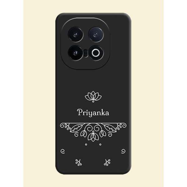Lotus Garden Custom Text On Space Black Custom Soft Matte Mobile Back Cover - iQOO 13 5G Lotus Garden Custom Text On Space Black Custom Soft Matte Mobile Back Cover - iQOO 13 5G