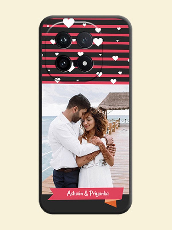 White Color Love Symbols with Pink Lines Pattern On Space Black Custom Soft Matte Mobile Back Cover - iQOO 15 5G