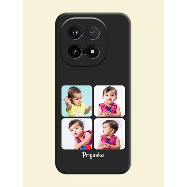 Floral Art with 6 Image Holder on Photo On Space Black Custom Soft Matte Mobile Back Cover - iQOO 15 5G Floral Art with 6 Image Holder on Photo On Space Black Custom Soft Matte Mobile Back Cover - iQOO 15 5G
