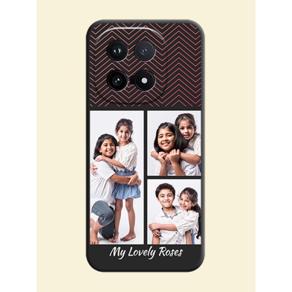 Wave Pattern with 3 Image Holder On Space Black Custom Soft Matte Mobile Back Cover - iQOO 15 5G Wave Pattern with 3 Image Holder On Space Black Custom Soft Matte Mobile Back Cover - iQOO 15 5G