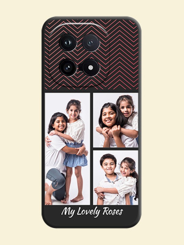Wave Pattern with 3 Image Holder On Space Black Custom Soft Matte Mobile Back Cover - iQOO 15 5G