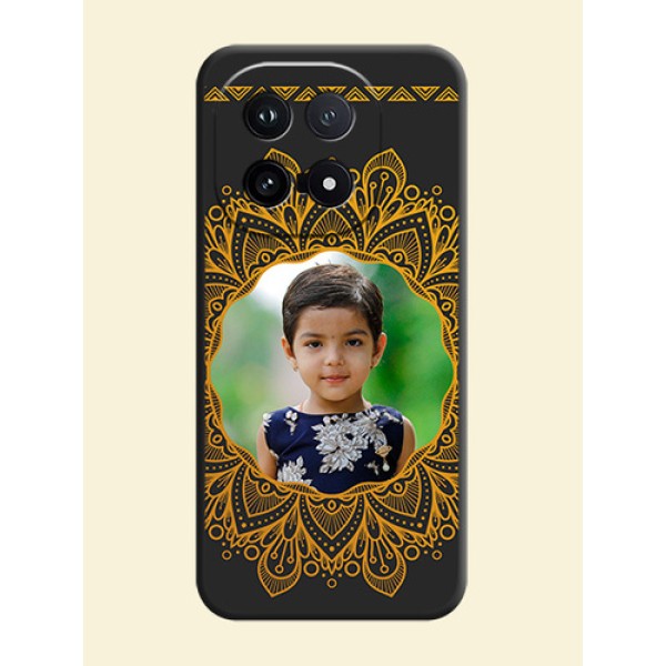 Round Image with Floral Design On Space Black Custom Soft Matte Mobile Back Cover - iQOO 15 5G Round Image with Floral Design On Space Black Custom Soft Matte Mobile Back Cover - iQOO 15 5G