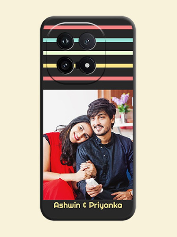 Color Stripes with Photo and Text on Photo On Space Black Custom Soft Matte Mobile Back Cover - iQOO 15 5G