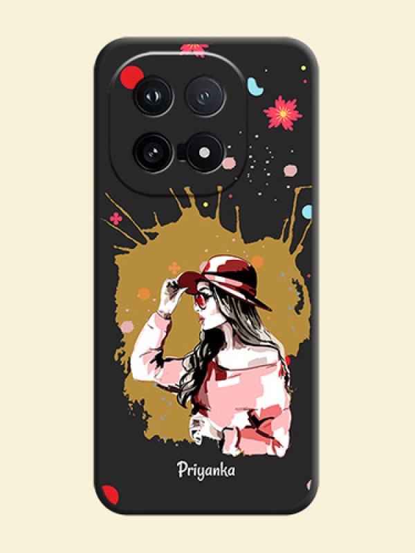 Mordern Lady With Color Splash Background With Custom Text On Space Black Custom Soft Matte Mobile Back Cover - iQOO 15 5G