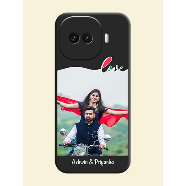 Fall in Love Pattern with Picture on Photo On Space Black Custom Soft Matte Mobile Back Cover - iQOO 15R 5G Fall in Love Pattern with Picture on Photo On Space Black Custom Soft Matte Mobile Back Cover - iQOO 15R 5G