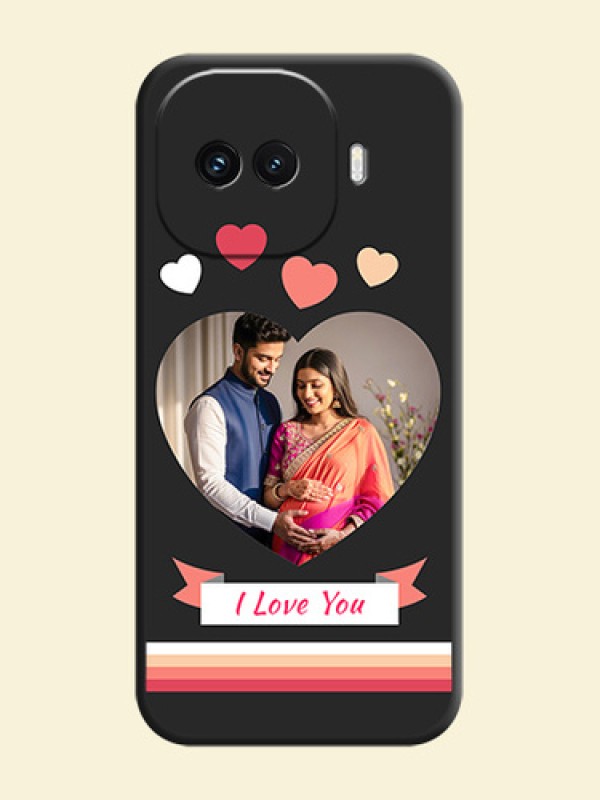 Love Shaped Photo with Colorful Stripes On Space Black Custom Soft Matte Mobile Back Cover - iQOO 15R 5G