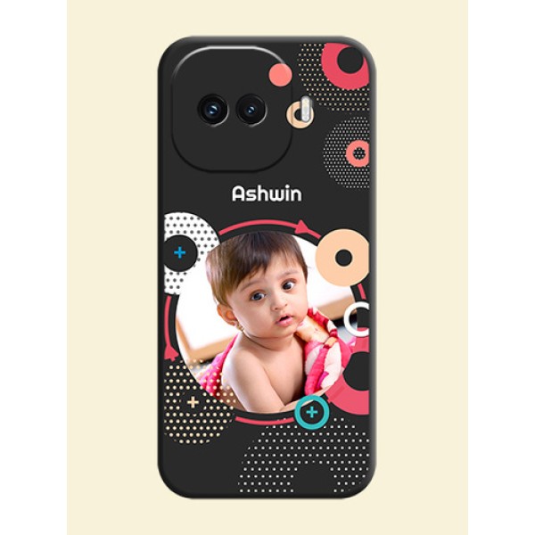 Multicoloured Round Image On Space Black Custom Soft Matte Mobile Back Cover - iQOO 15R 5G Multicoloured Round Image On Space Black Custom Soft Matte Mobile Back Cover - iQOO 15R 5G