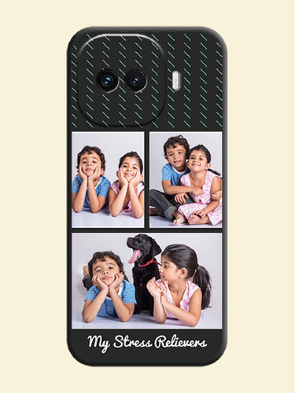 Cross Dotted Pattern with 2 Image Holder On Space Black Custom Soft Matte Mobile Back Cover - iQOO 15R 5G