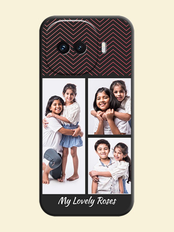 Wave Pattern with 3 Image Holder On Space Black Custom Soft Matte Mobile Back Cover - iQOO 15R 5G